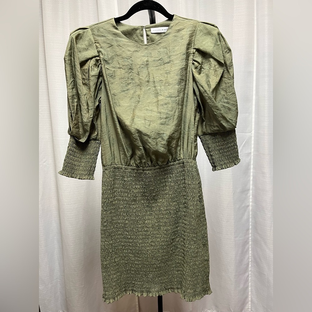REBECCA MINKOFF Geneva Dress in Army Green | size XS
